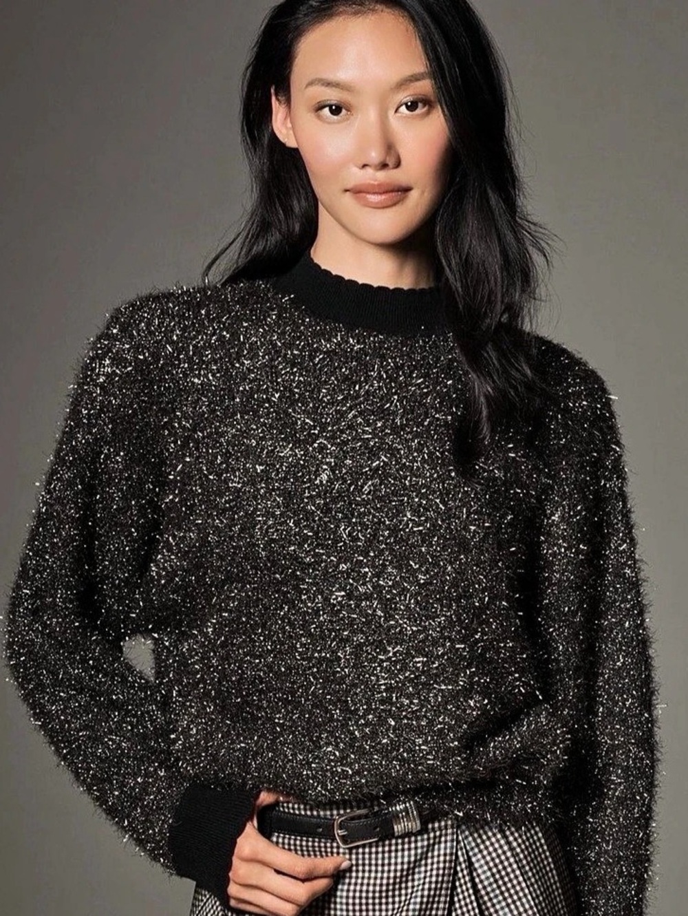 Maeve Anthropologie Mock-Neck Sparkle Sweater Metallic Plus 2X NWT